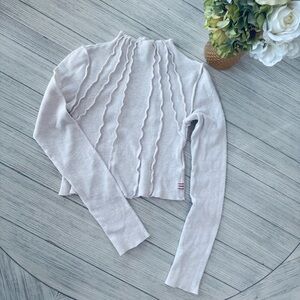 Urban Outfitters BDG Long Sleeved Cream Ribbed Crop Top